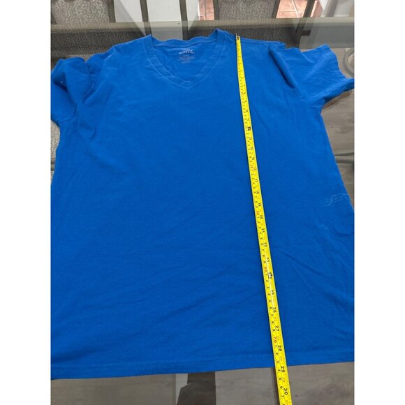 True Classic Mens V-Neck T-Shirt X-Large Blue Cotton/Polyester Blend - Picture 7 of 7